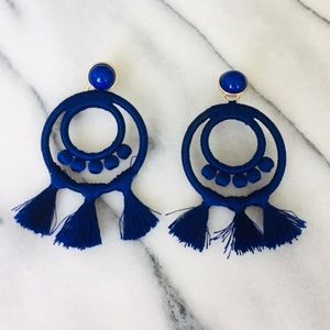 BaubleBar Structured Tassel Earrings in ROYAL BLUE